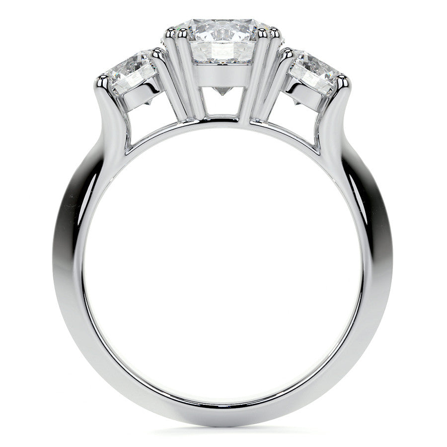 Round Double Prong Three-Stone Moissanite Engagement Ring