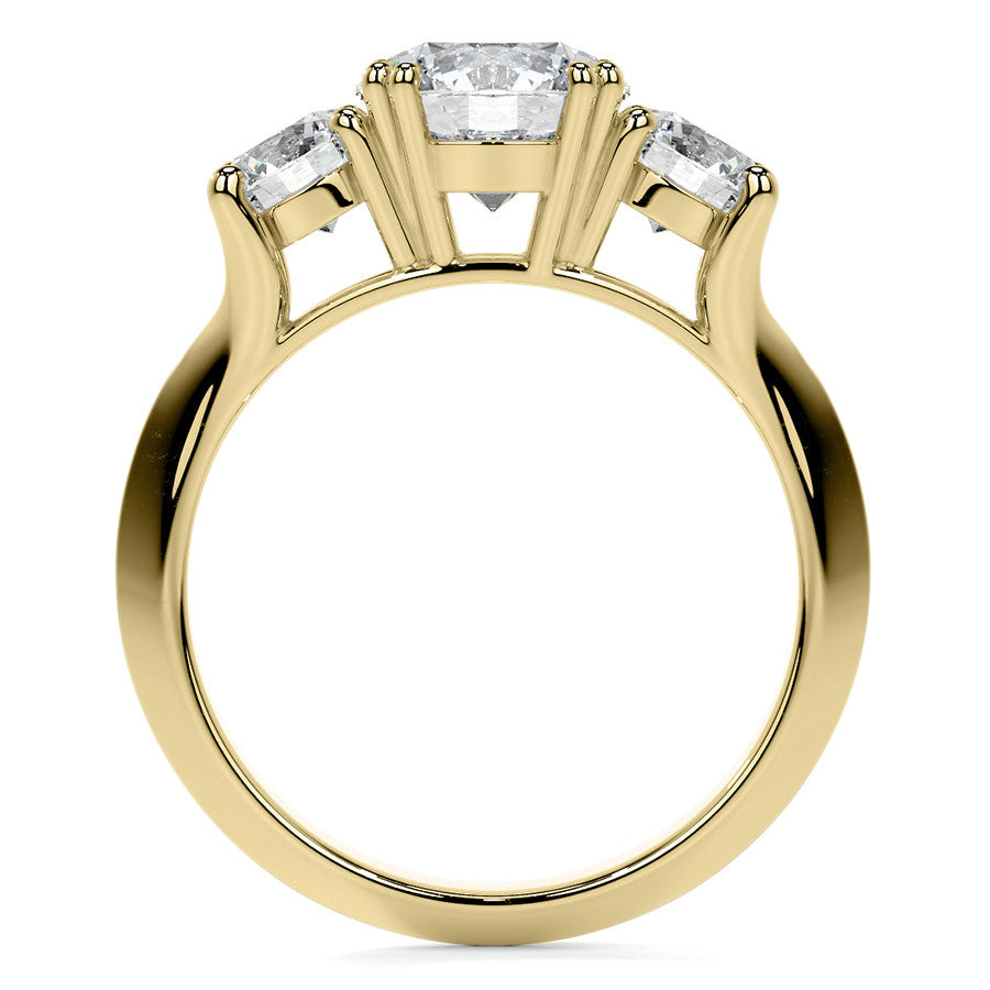 Round Double Prong Three-Stone Moissanite Engagement Ring
