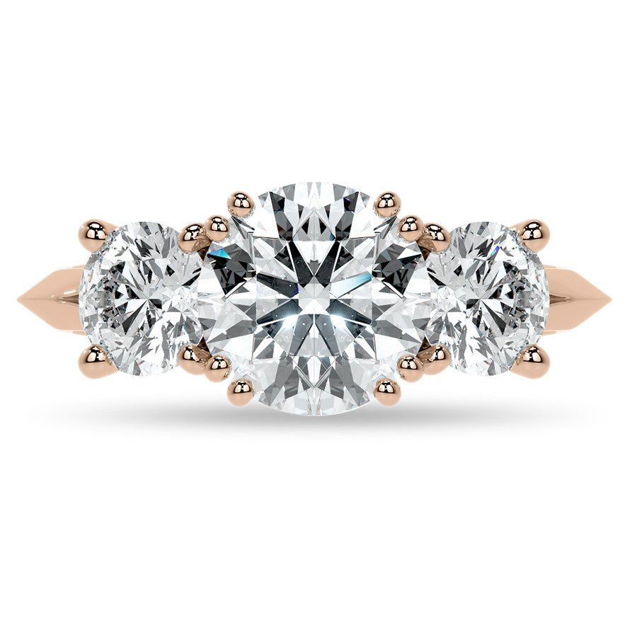 Round Double Prong Three-Stone Moissanite Engagement Ring