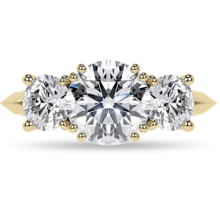 Round Double Prong Three-Stone Moissanite Engagement Ring