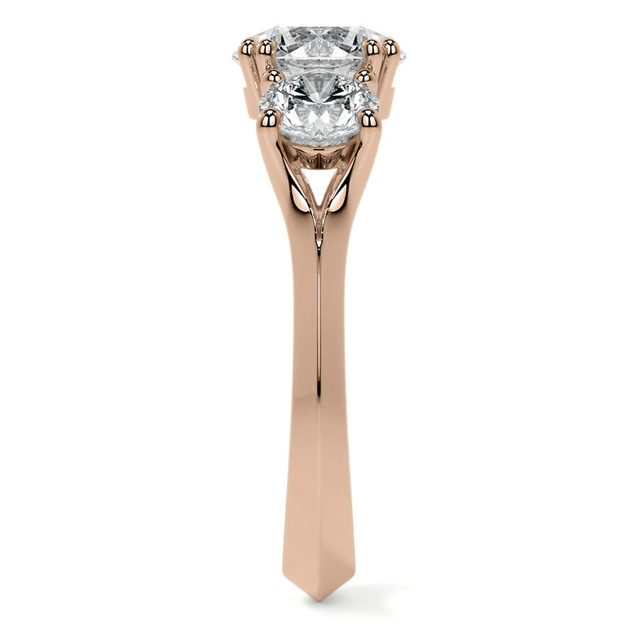 Round Double Prong Three-Stone Moissanite Engagement Ring