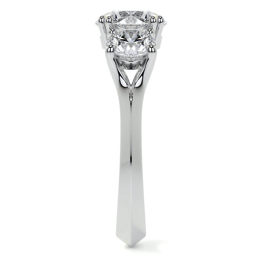 Round Double Prong Three-Stone Moissanite Engagement Ring