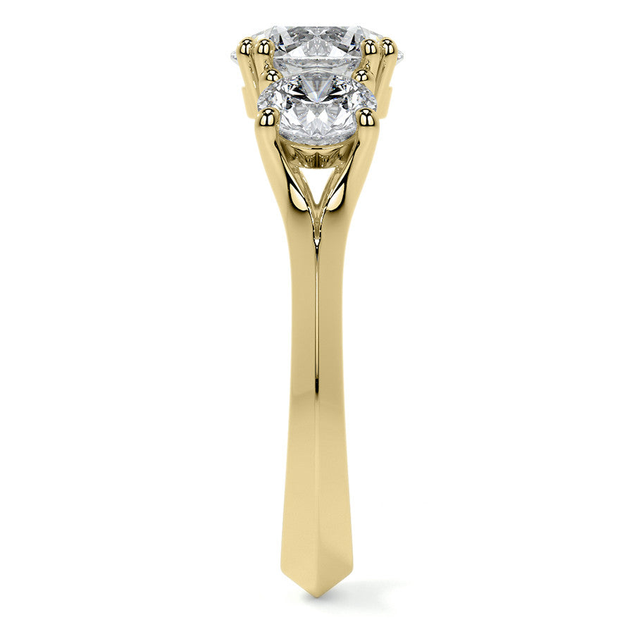 Round Double Prong Three-Stone Moissanite Engagement Ring