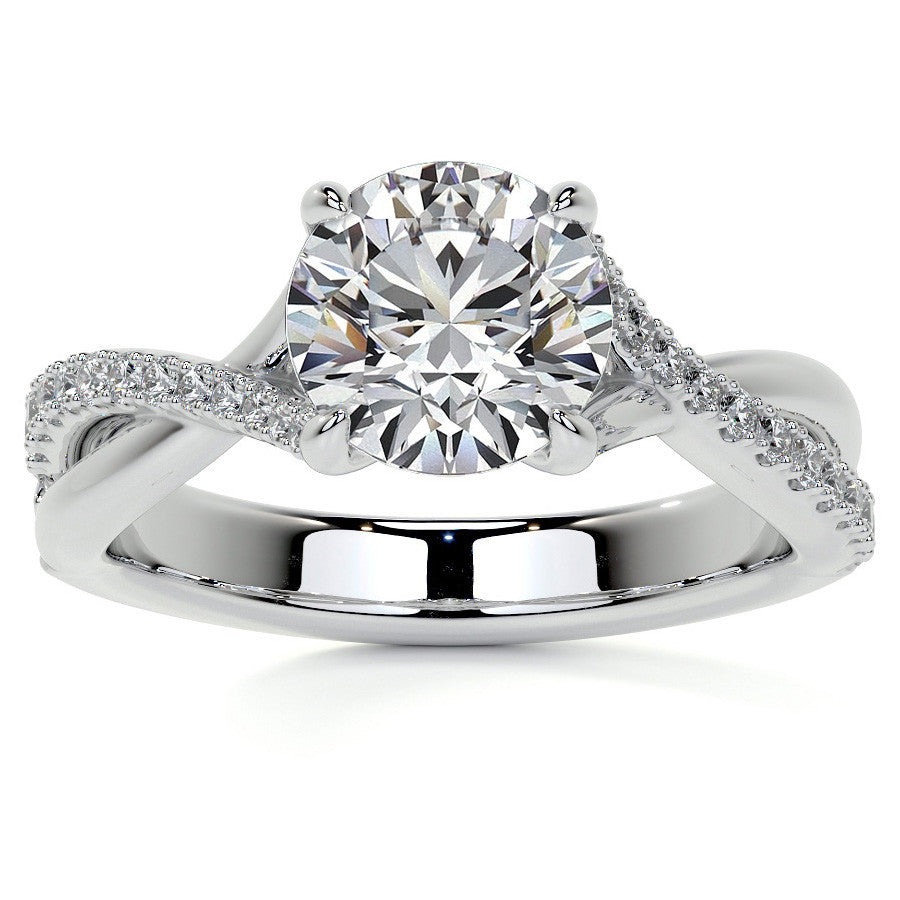 Bypass Style Round Split Shank Moissanite Engagement Ring