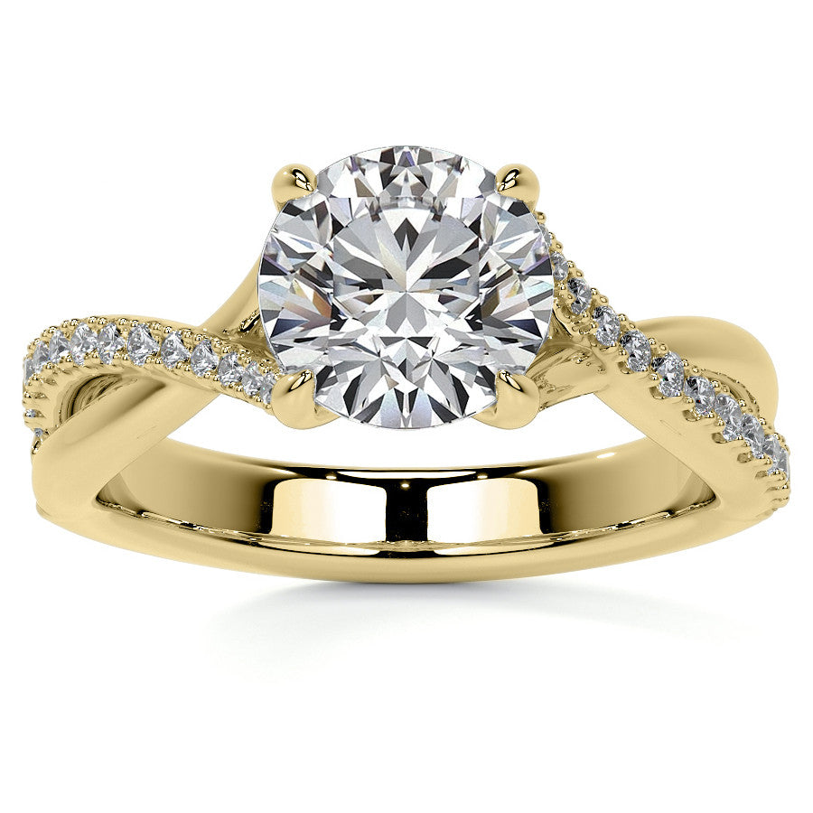 Bypass Style Round Split Shank Moissanite Engagement Ring