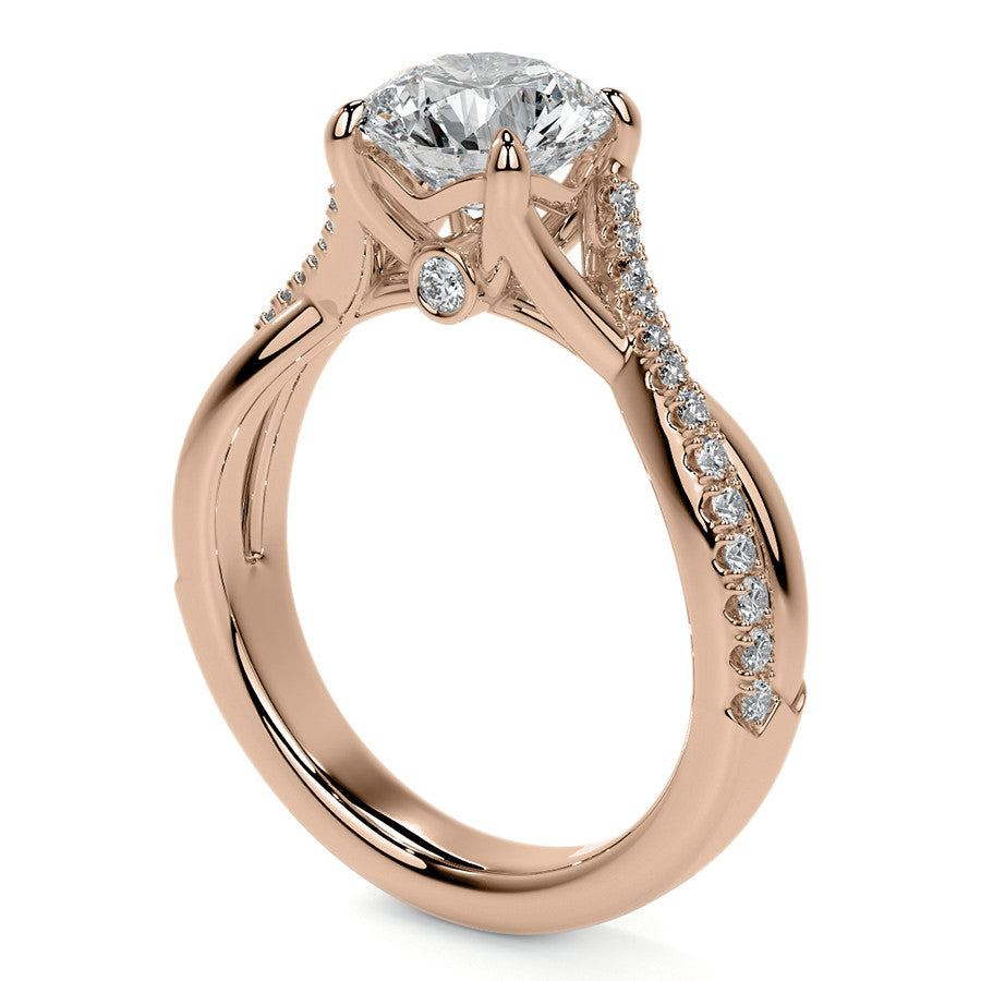 Bypass Style Round Split Shank Moissanite Engagement Ring