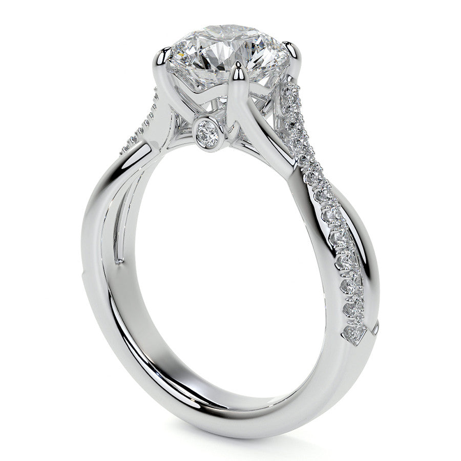 Bypass Style Round Split Shank Moissanite Engagement Ring