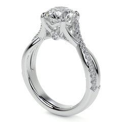 Bypass Style Round Split Shank Moissanite Engagement Ring