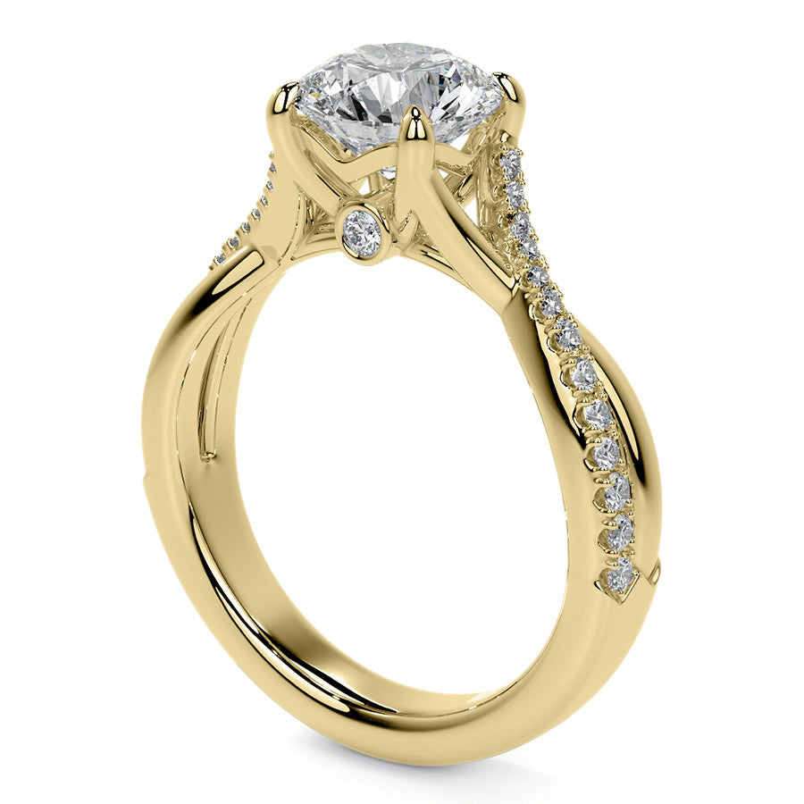 Bypass Style Round Split Shank Moissanite Engagement Ring