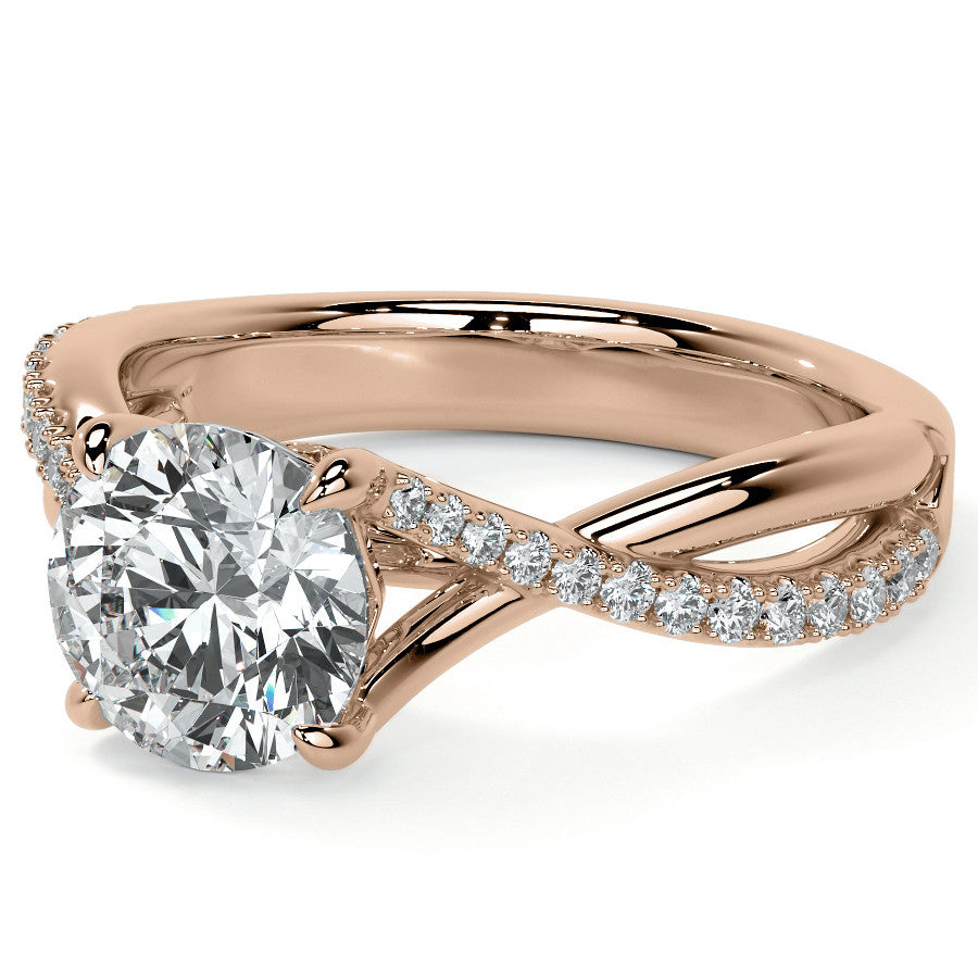 Bypass Style Round Split Shank Moissanite Engagement Ring