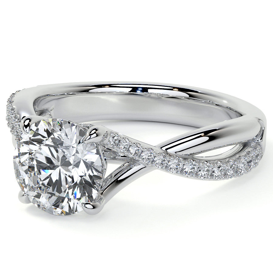 Bypass Style Round Split Shank Moissanite Engagement Ring