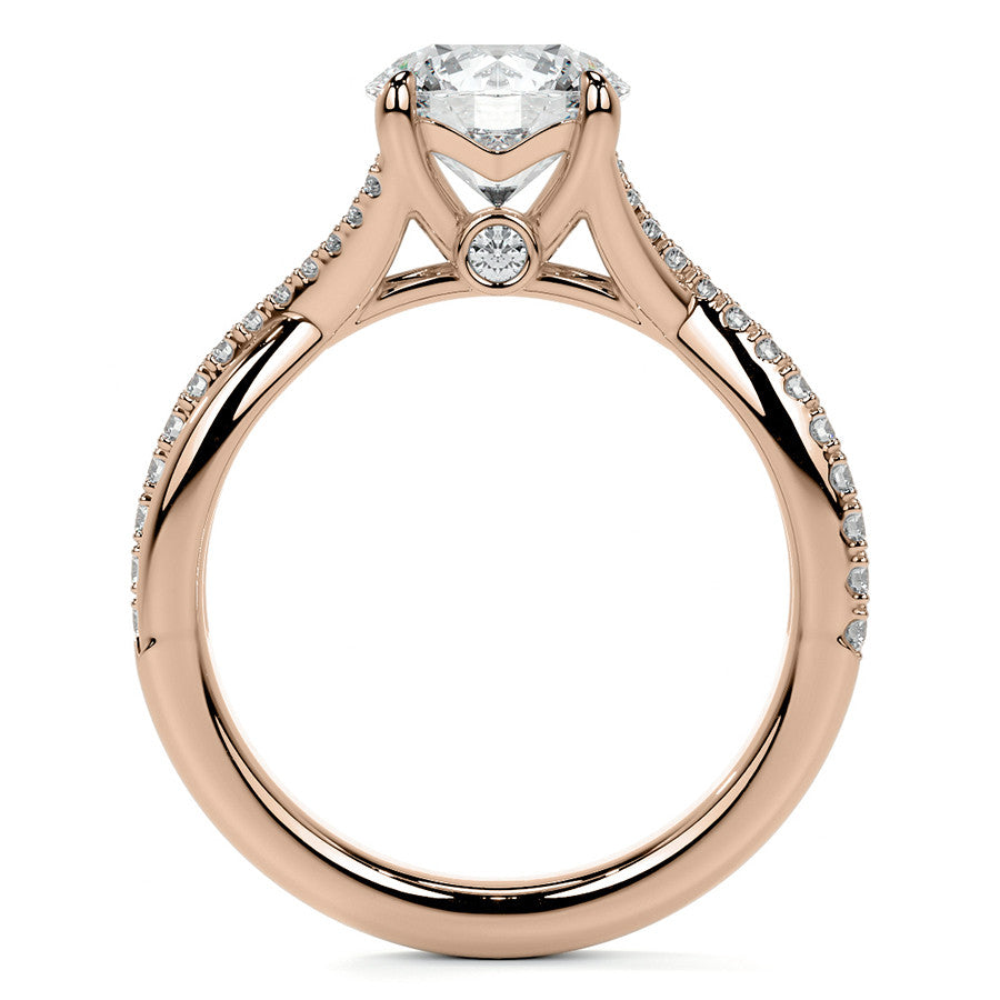 Bypass Style Round Split Shank Moissanite Engagement Ring
