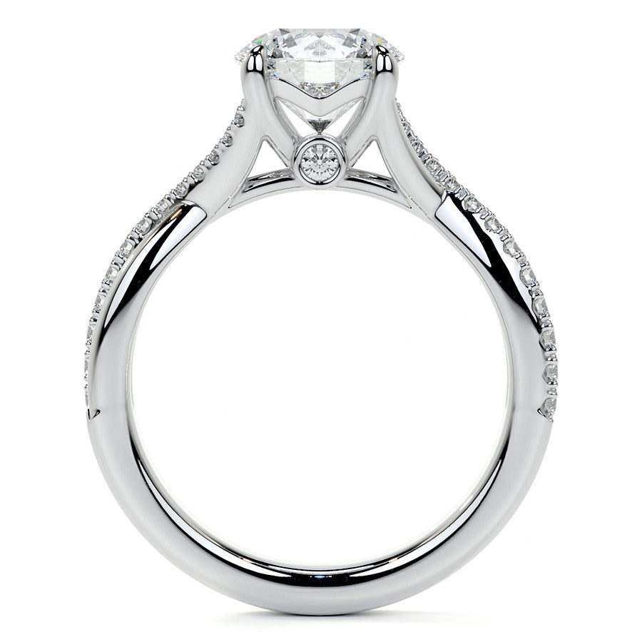 Bypass Style Round Split Shank Moissanite Engagement Ring