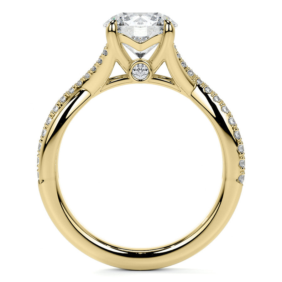 Bypass Style Round Split Shank Moissanite Engagement Ring