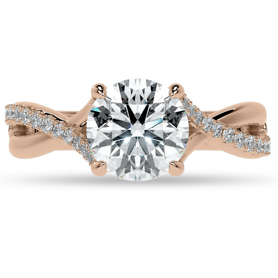 Bypass Style Round Split Shank Moissanite Engagement Ring