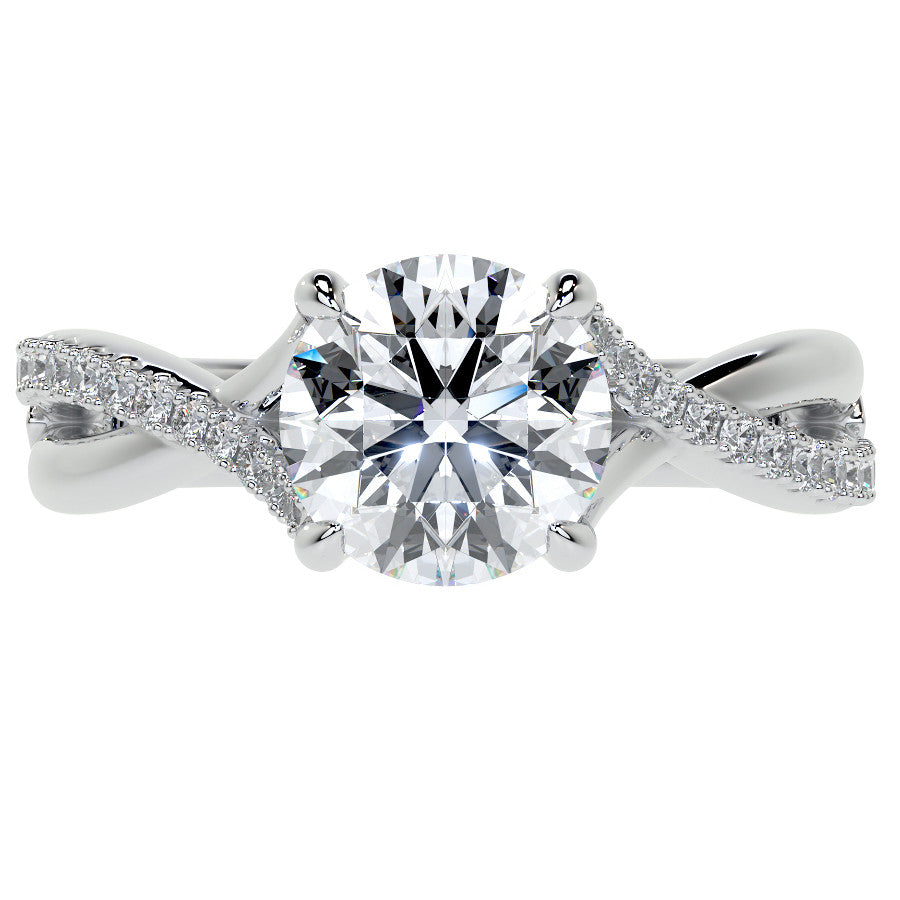 Bypass Style Round Split Shank Moissanite Engagement Ring