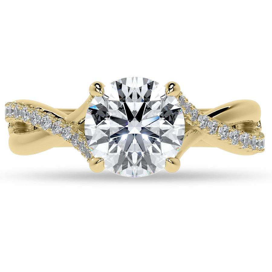 Bypass Style Round Split Shank Moissanite Engagement Ring