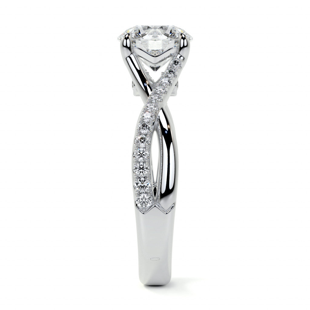 Bypass Style Round Split Shank Moissanite Engagement Ring