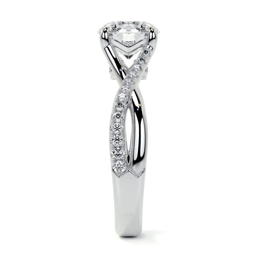 Bypass Style Round Split Shank Moissanite Engagement Ring