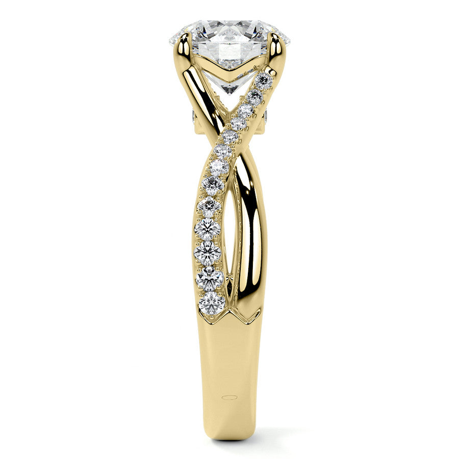 Bypass Style Round Split Shank Moissanite Engagement Ring