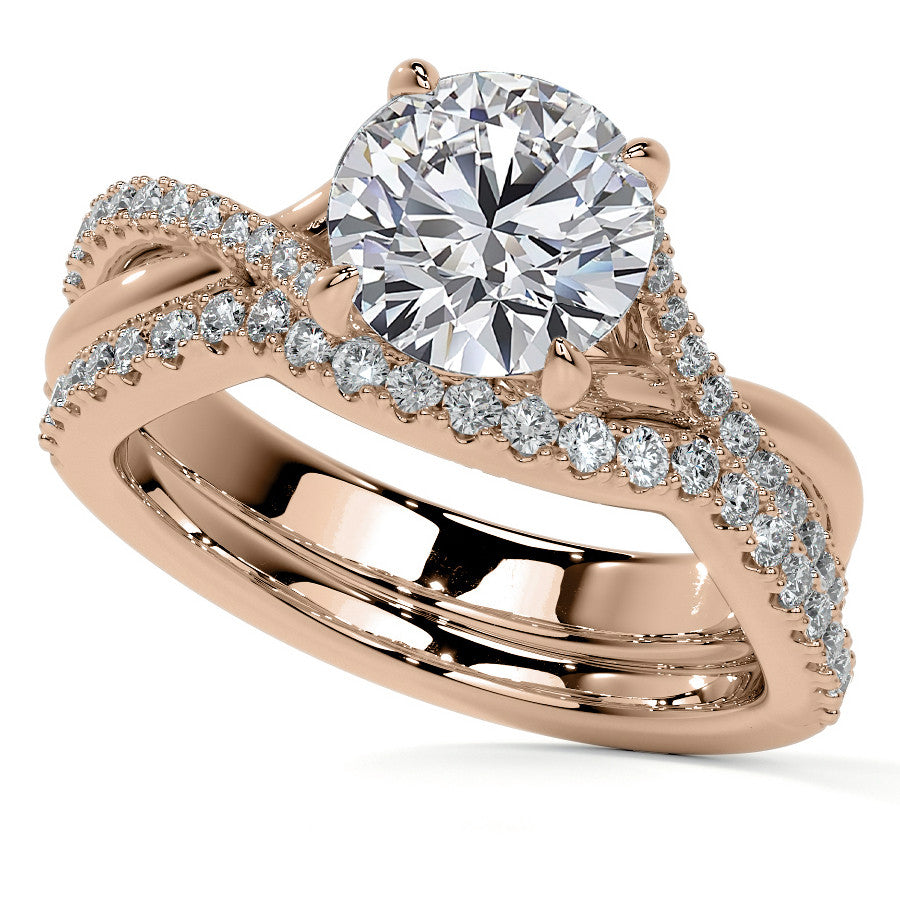 Bypass Style Round Split Shank Moissanite Engagement Ring