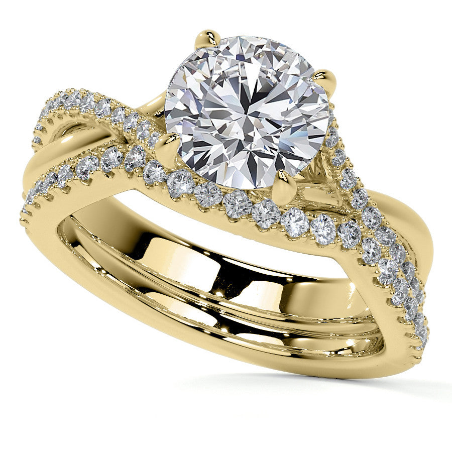 Bypass Style Round Split Shank Moissanite Engagement Ring