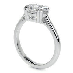 East-West Oval Moissanite Cathedral Solitaire Ring