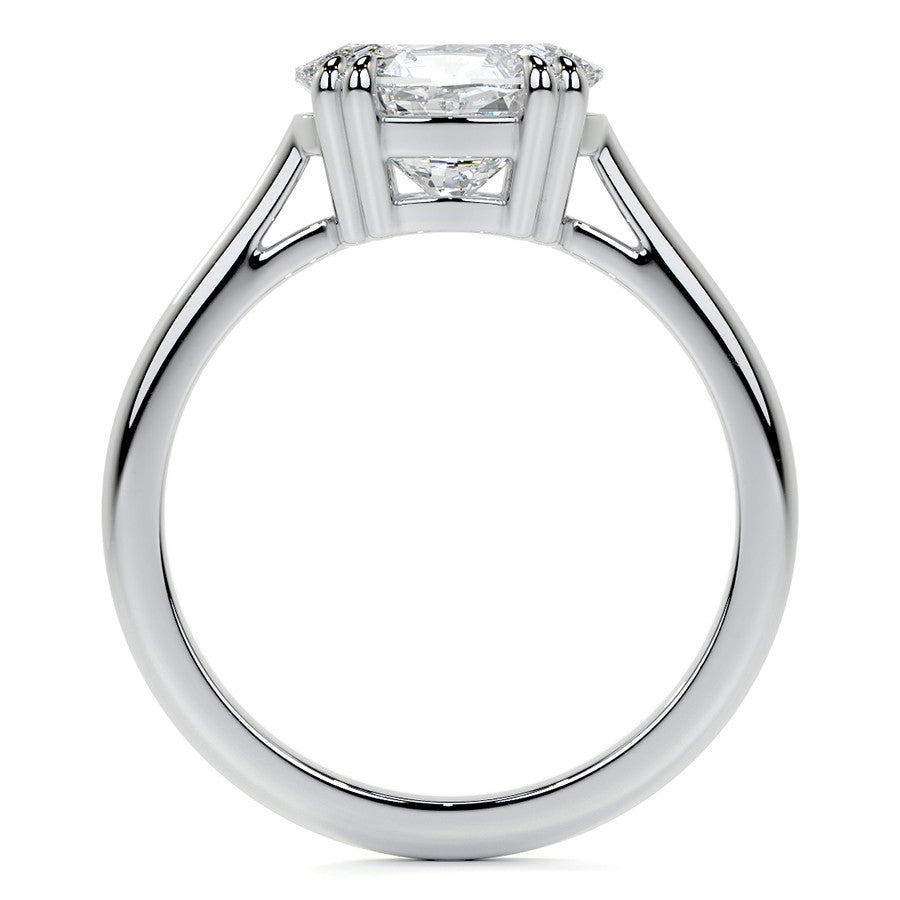 East-West Oval Moissanite Cathedral Solitaire Ring