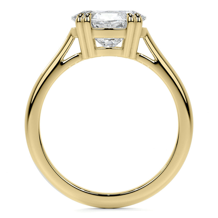 East-West Oval Moissanite Cathedral Solitaire Ring