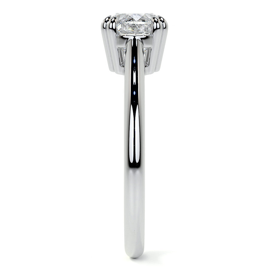 East-West Oval Moissanite Cathedral Solitaire Ring