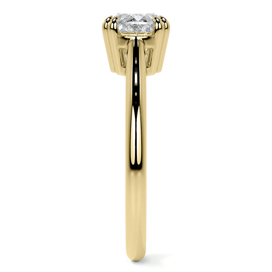 East-West Oval Moissanite Cathedral Solitaire Ring