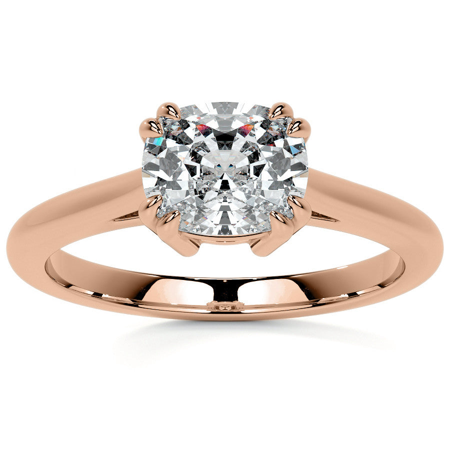 East-West Rectangular Cushion Moissanite Cathedral Solitaire Ring