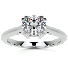 East-West Rectangular Cushion Moissanite Cathedral Solitaire Ring
