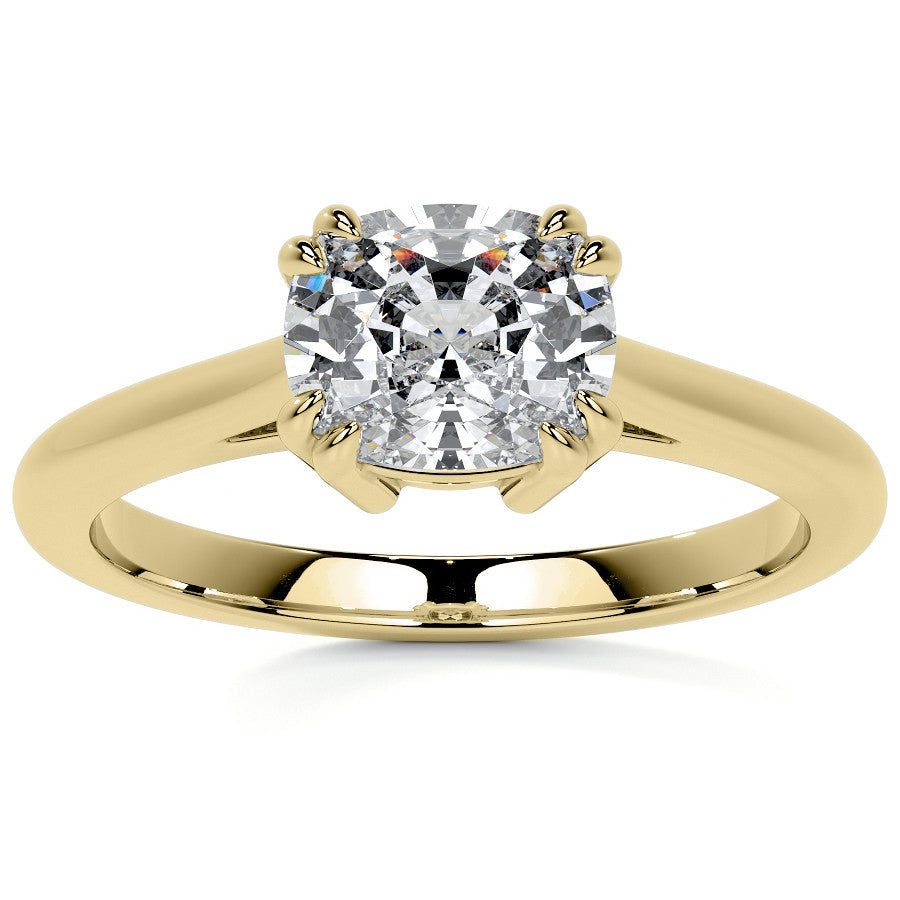 East-West Rectangular Cushion Moissanite Cathedral Solitaire Ring