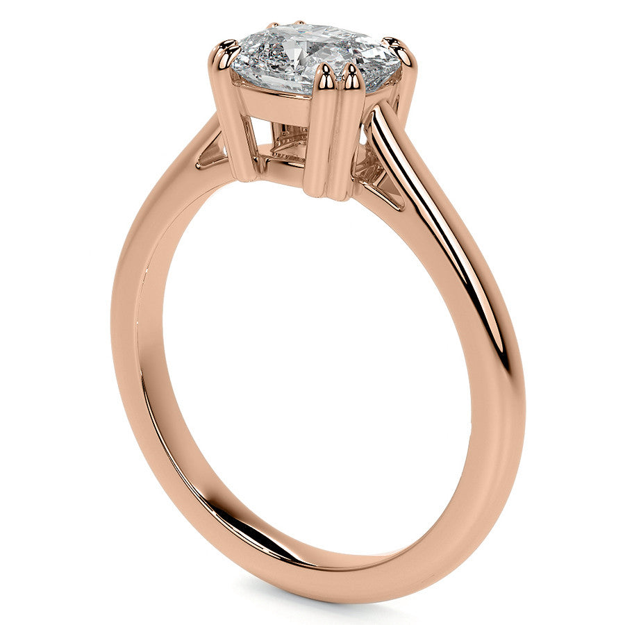 East-West Rectangular Cushion Moissanite Cathedral Solitaire Ring