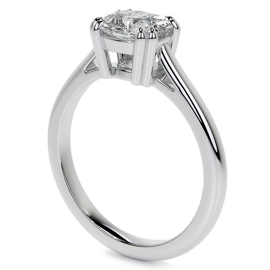East-West Rectangular Cushion Moissanite Cathedral Solitaire Ring