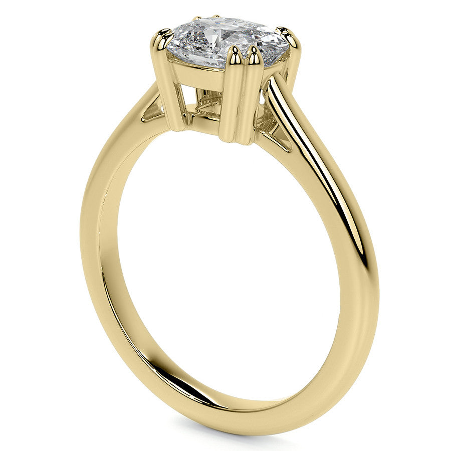 East-West Rectangular Cushion Moissanite Cathedral Solitaire Ring