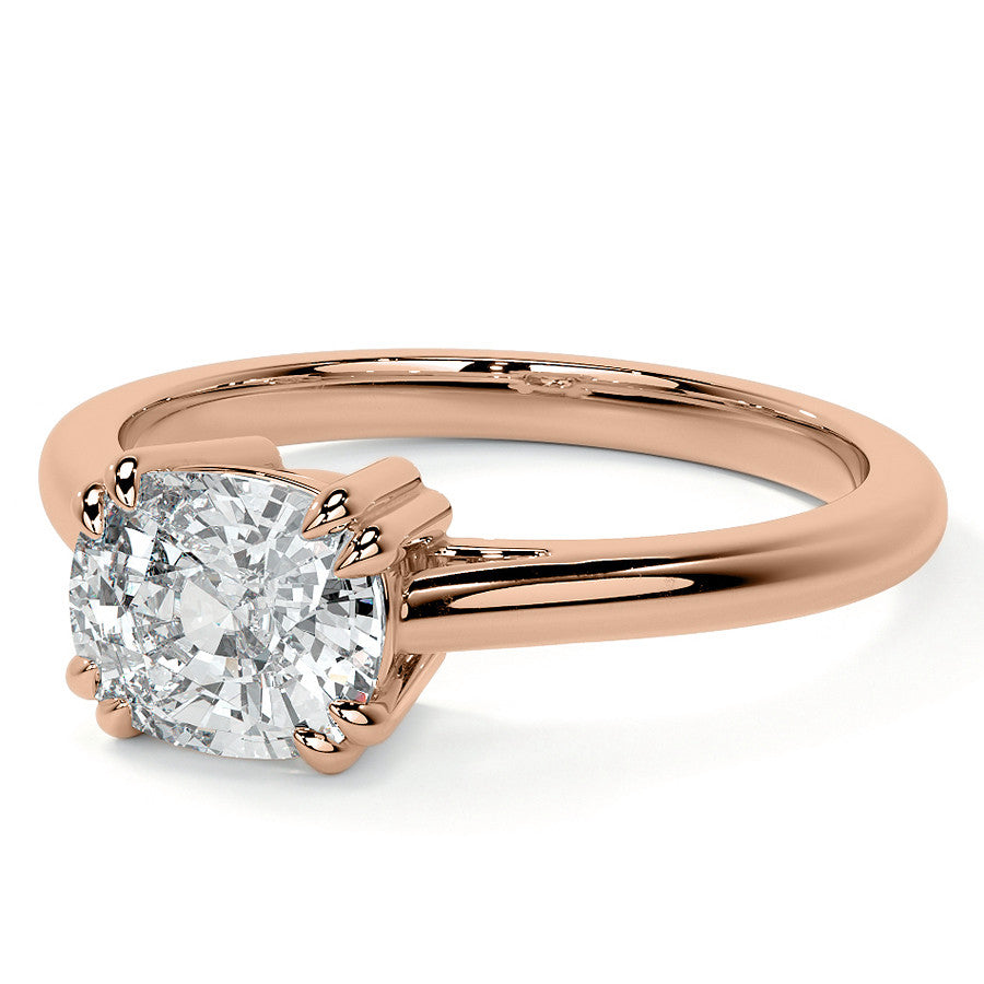 East-West Rectangular Cushion Moissanite Cathedral Solitaire Ring