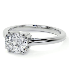 East-West Rectangular Cushion Moissanite Cathedral Solitaire Ring