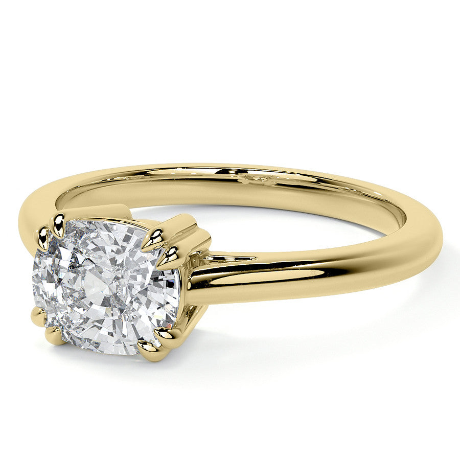 East-West Rectangular Cushion Moissanite Cathedral Solitaire Ring