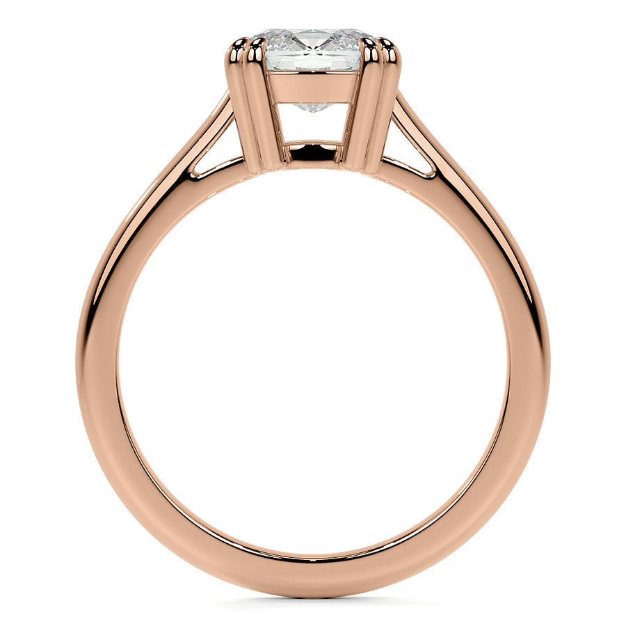 East-West Rectangular Cushion Moissanite Cathedral Solitaire Ring