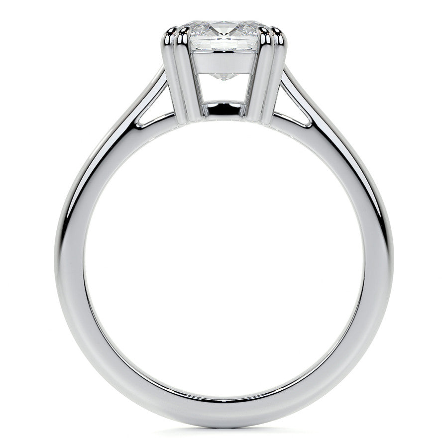 East-West Rectangular Cushion Moissanite Cathedral Solitaire Ring