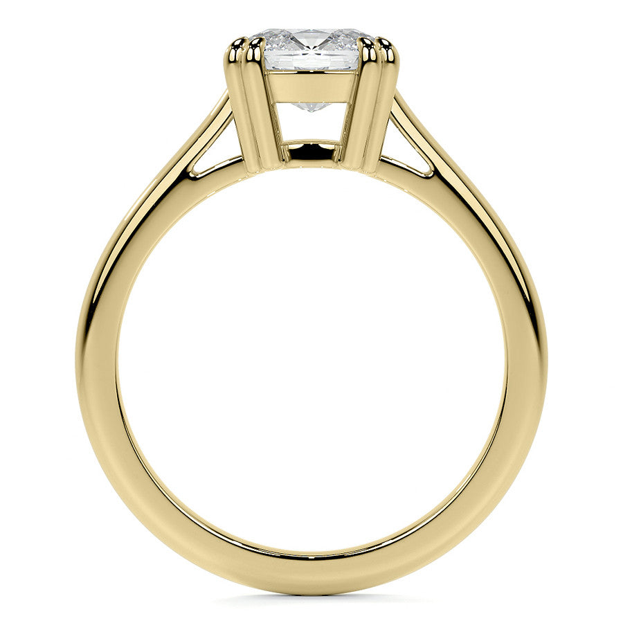 East-West Rectangular Cushion Moissanite Cathedral Solitaire Ring