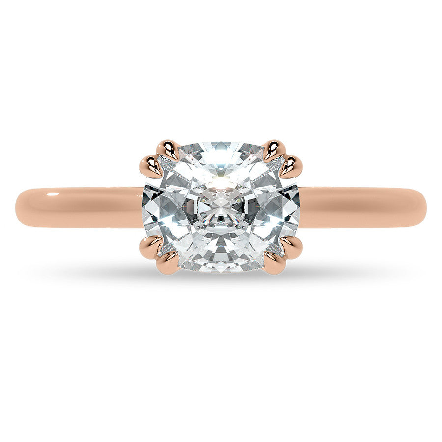 East-West Rectangular Cushion Moissanite Cathedral Solitaire Ring