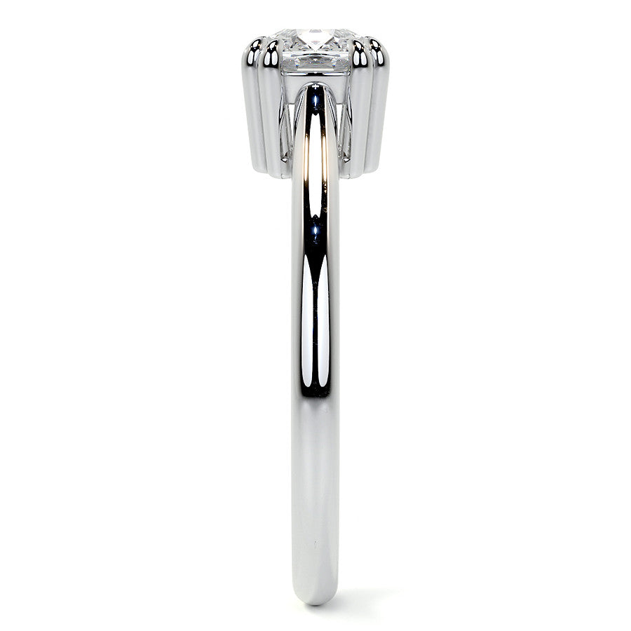 East-West Rectangular Cushion Moissanite Cathedral Solitaire Ring