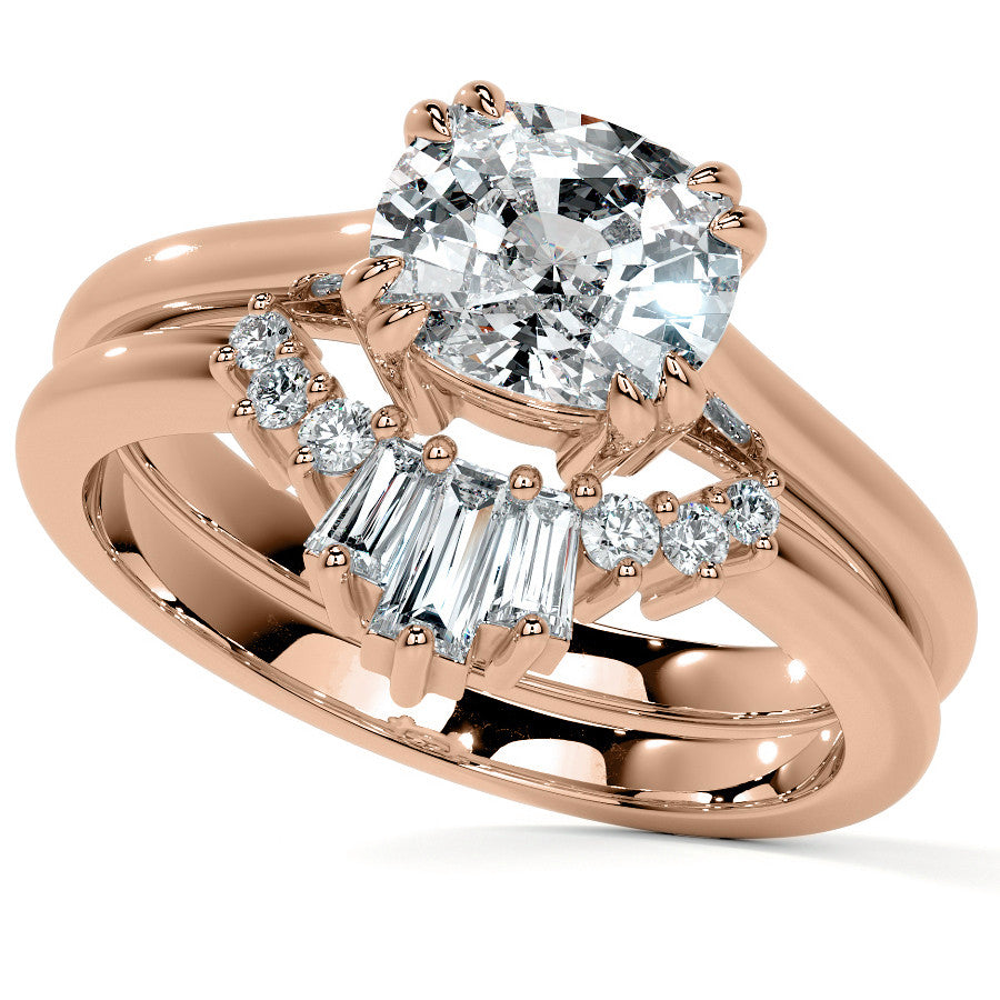 East-West Rectangular Cushion Moissanite Cathedral Solitaire Ring