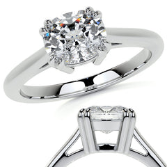 East-West Rectangular Cushion Moissanite Cathedral Solitaire Ring