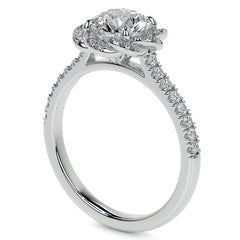 Twisted Halo Round Brilliant Moissanite Cathedral Engagement Ring