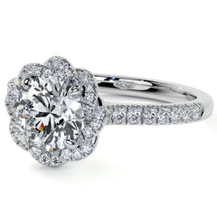 Twisted Halo Round Brilliant Moissanite Cathedral Engagement Ring