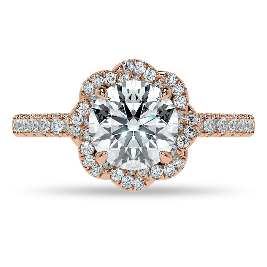 Twisted Halo Round Brilliant Moissanite Cathedral Engagement Ring